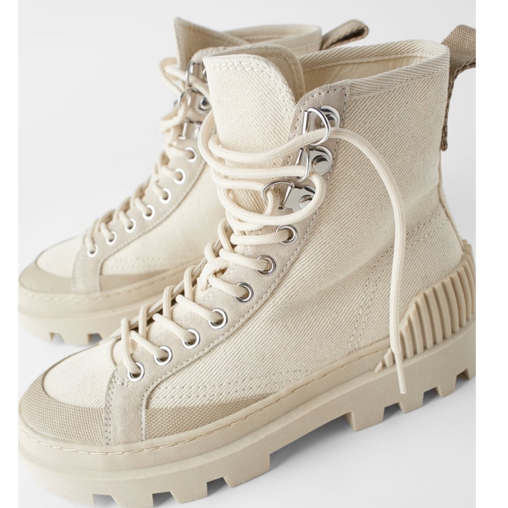 Zara flat canvas ankle boots size 8